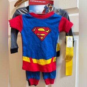 Justice league 2 cotton pajama sets 12 month Superman and Batman